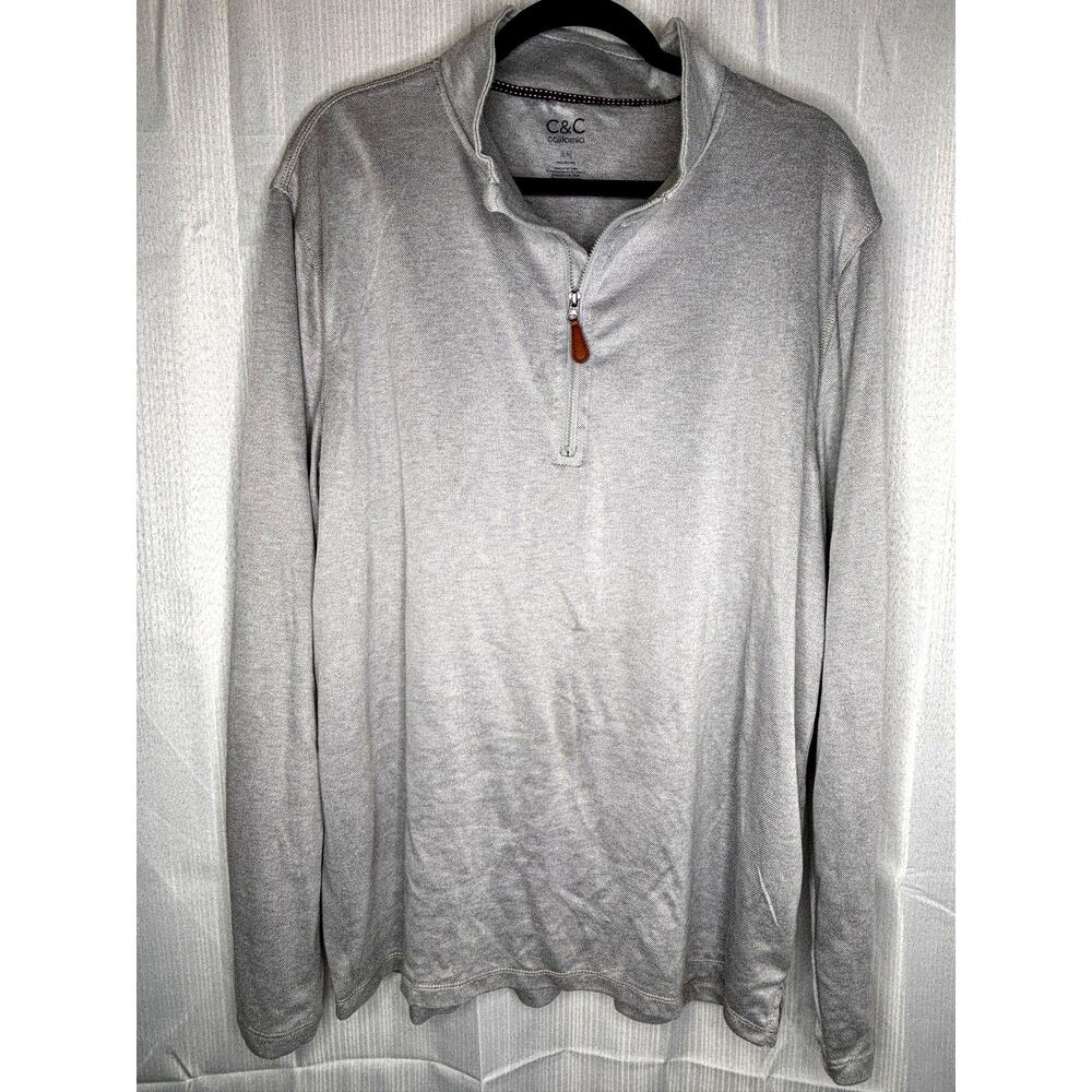 NWT C&C California Pullover Mens XL Gray Quarter Zip Up Mock Turtle Neck Soft